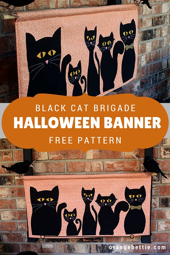 Free Pattern: Black Cat Brigade Halloween Banner