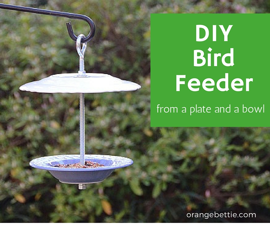 Make a bird feeder from a plate and bowl! Tutorial at Orange Bettie.