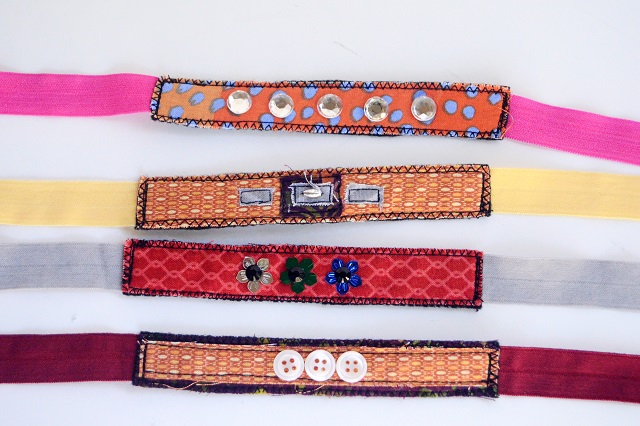 Embellished scrap fabric bracelets - TUTORIAL