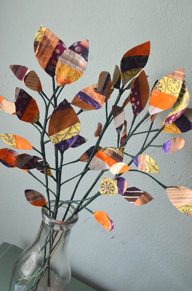 DIY no-sew scrap fabric leaves that hold their shape