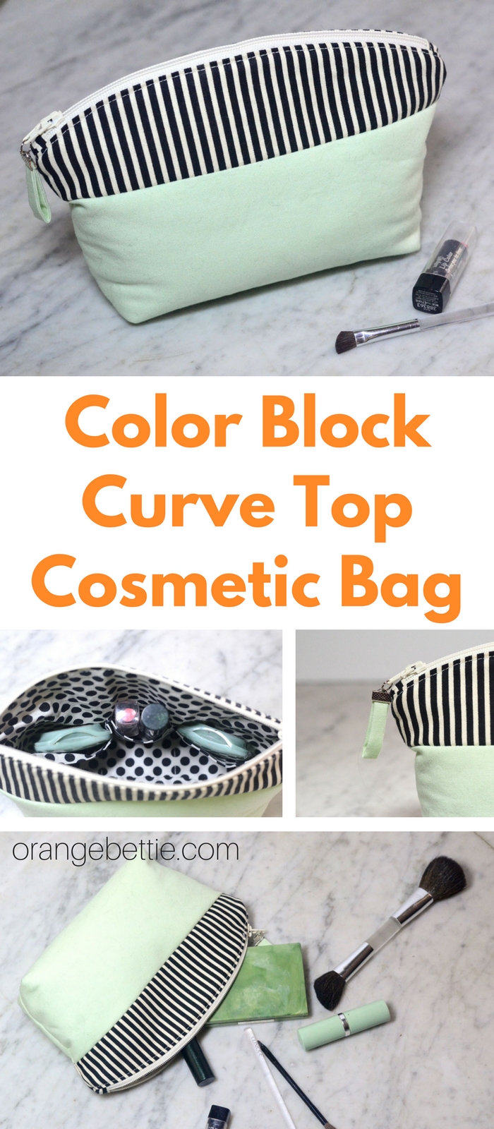 Color Block Curve Top Cosmetic Bag Tutorial