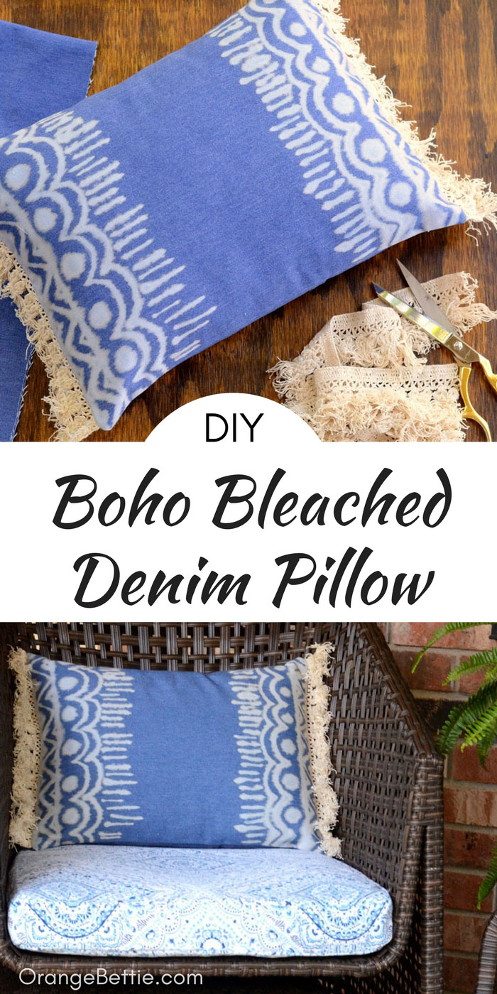 DIY Boho Bleach Denim Pillow - Tutorial