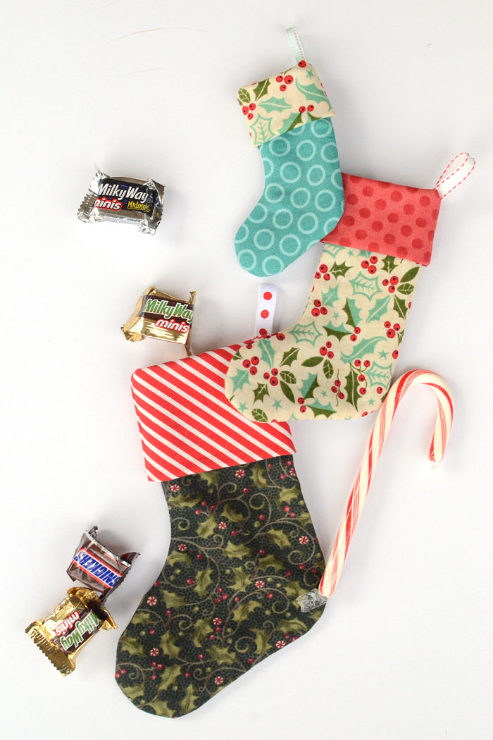 Mini Christmas stocking in 3 sizes Free sewing pattern Orange Bettie