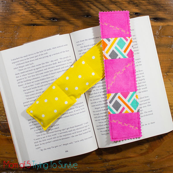 Book Weight and Fabric Bookmark by Mom of 5 Trying to Survive