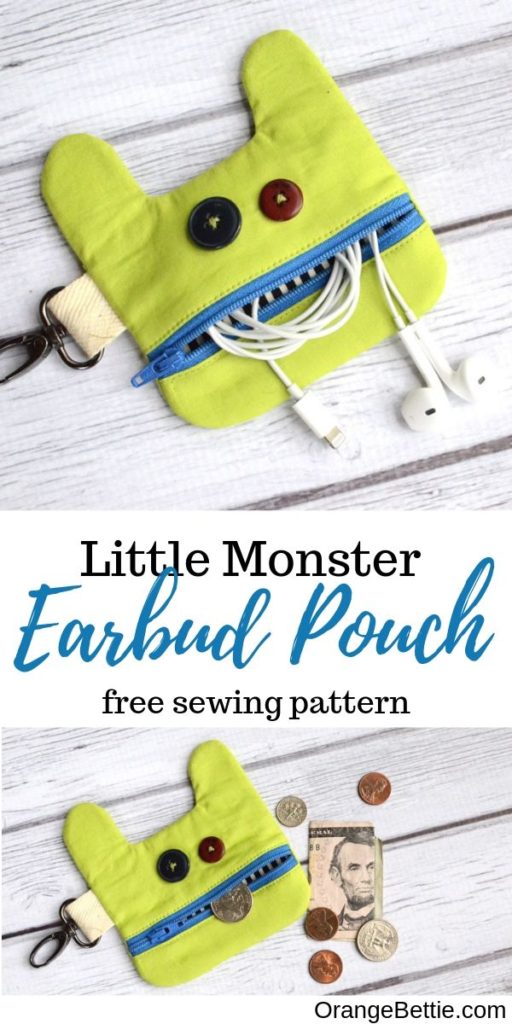 Little Monster Earbud Pouch - Free Sewing Pattern