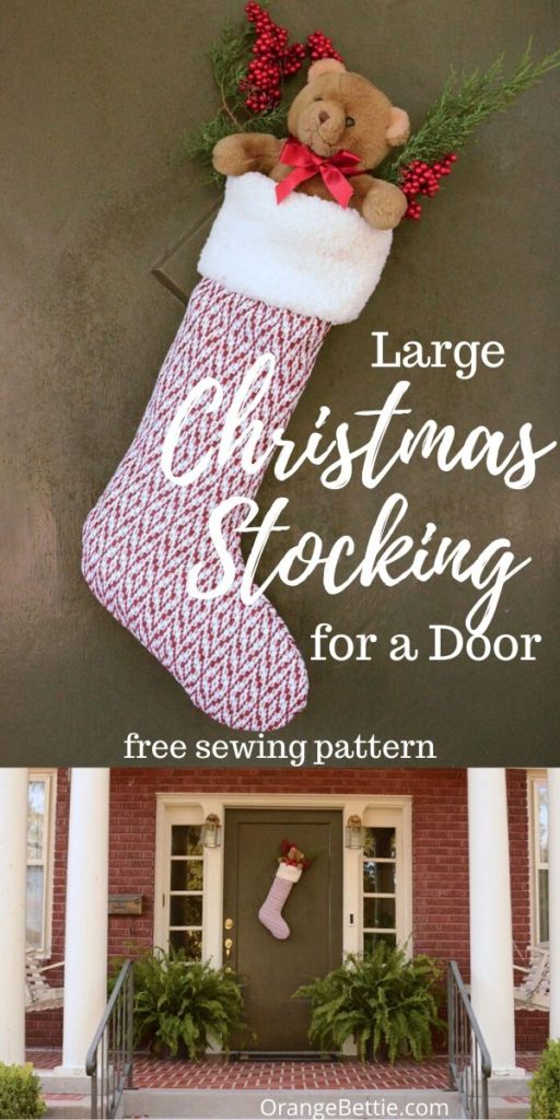 Large Christmas Stocking to Hang on a Door - Free Sewing Pattern