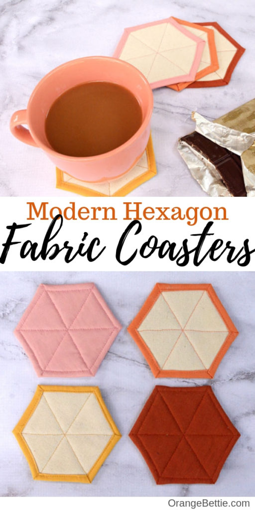 Modern Hexagon Fabric Coasters DIY Sewing Tutorial by Orange Bettie