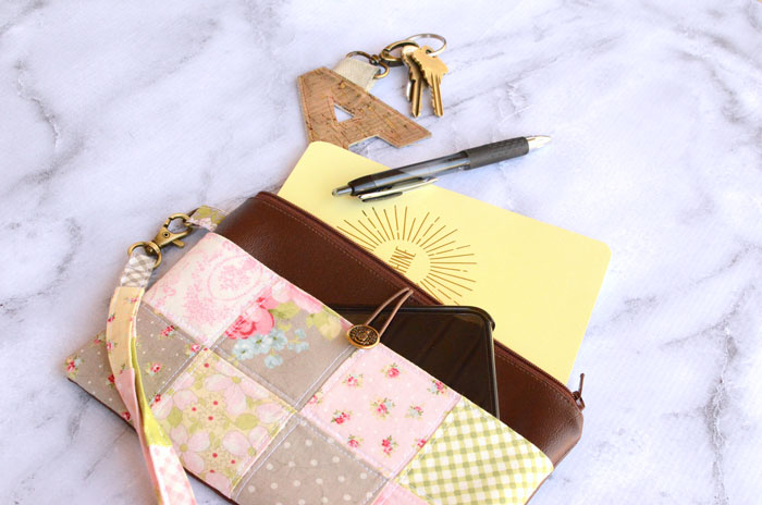 Patchwork Pocket Wristlet Zipper Pouch Tutorial by Orange Bettie