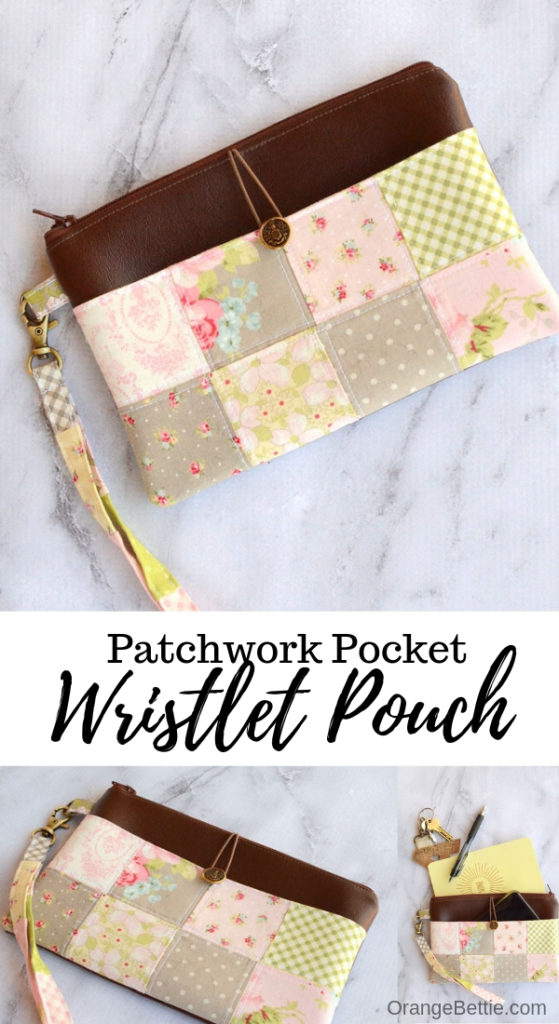 Patchwork Pocket Wristlet Zipper Pouch Tutorial by Orange Bettie