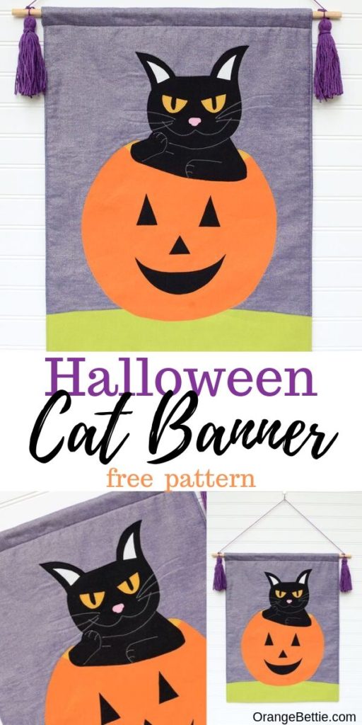 DIY Halloween Black Cat Banner - Free Sewing Pattern