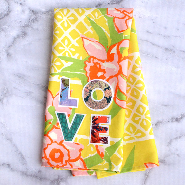 Love Applique Tea Towel by Orange Bettie