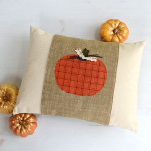 DIY Fall Pillow with Pumpkin Applique Wrap by Orange Bettie