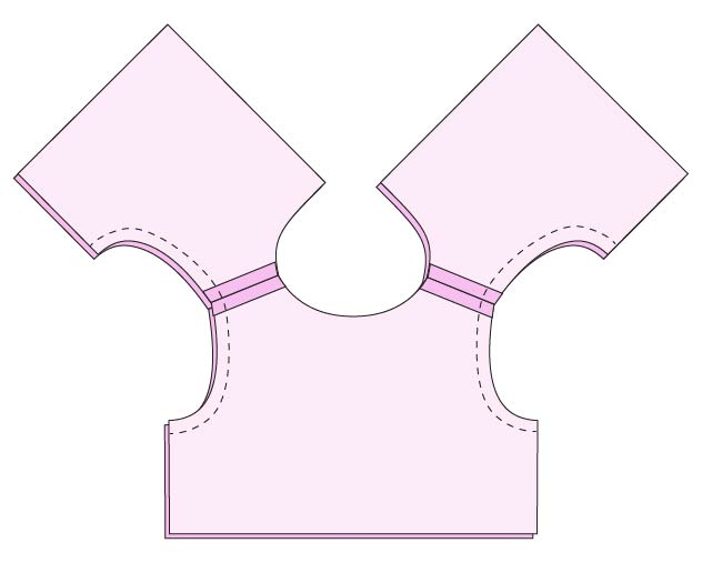 doll dress bodice pieces sewn together around armholes