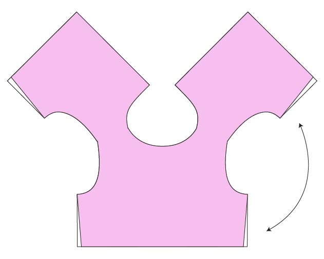 illustration showing how to unfold and match side seams