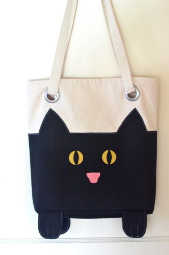 Paws And All Cat Tote - free sewing pattern - Orange Bettie