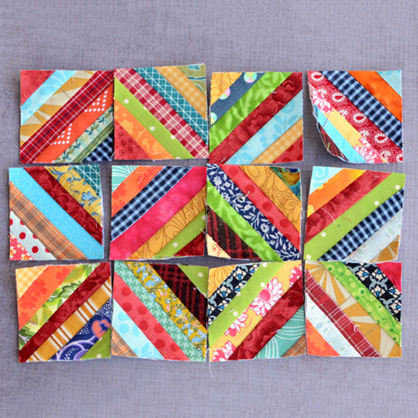 Mini String Quilt Blocks From Your Smallest Scraps - Tutorial